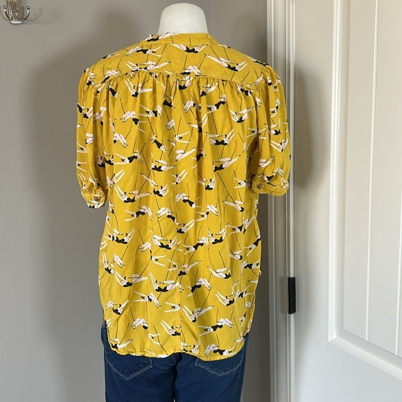 Anthropologie Emily Isabella Robina Blouse TRAPEZISTS Yellow Circus Top Sz XS - Picture 10 of 16